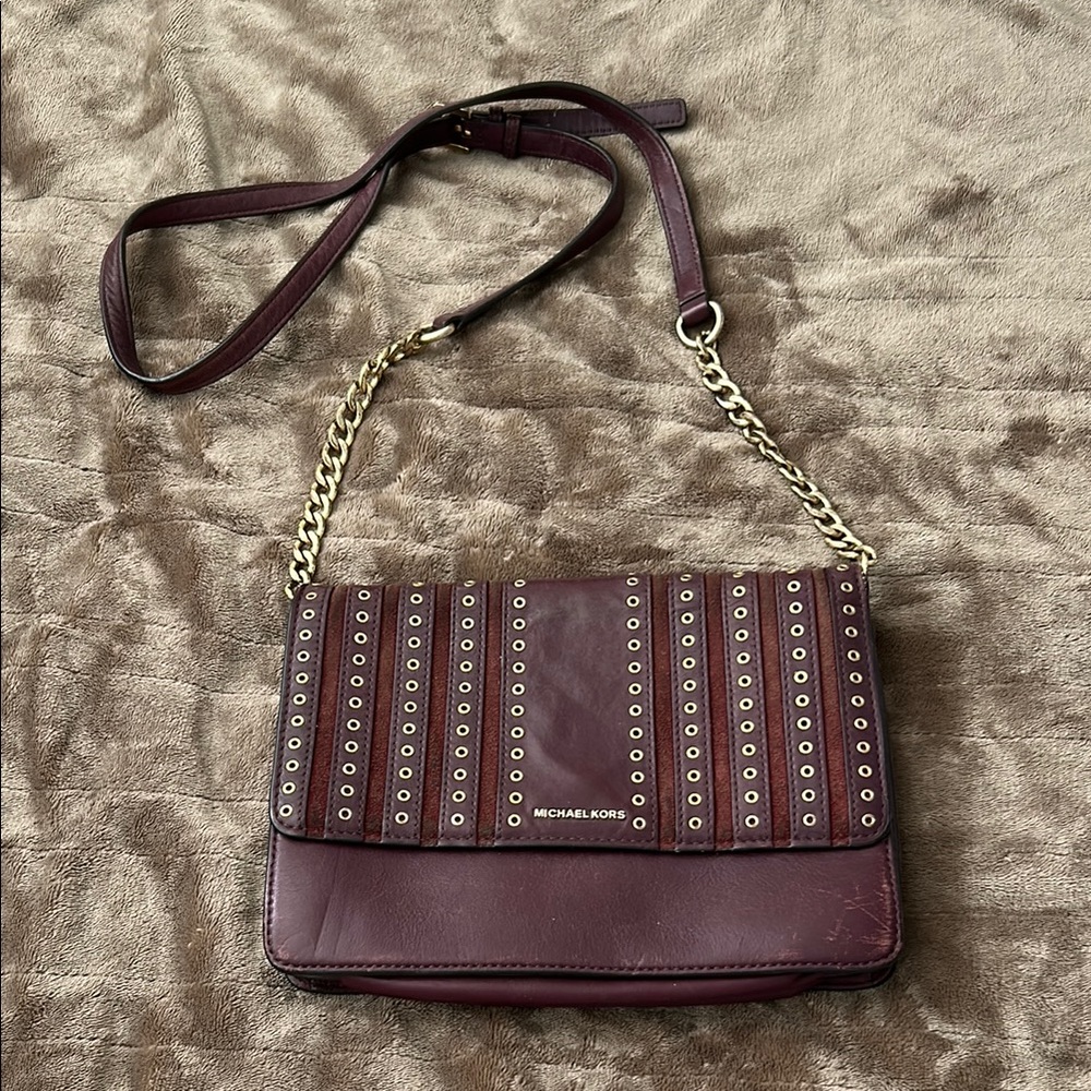 Michael Kors Burgundy w/ Gold Chain Crossbody Bag